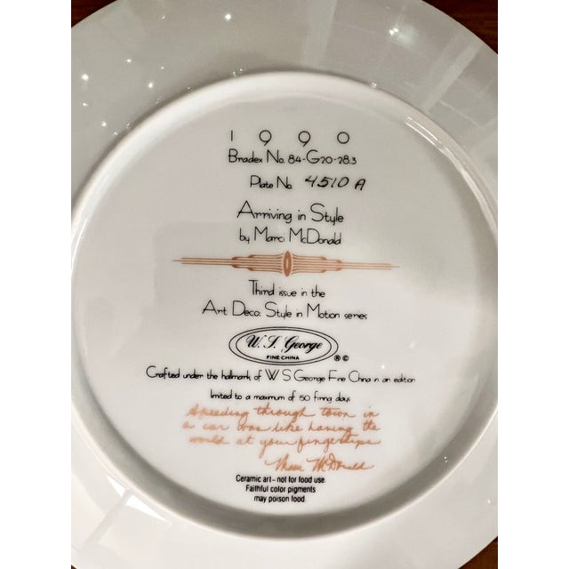 Art Deco Late 20th Century W. S. George Art Deco Motion Series Plate, *Arriving in Style* by Artist Marci McDonald For Sale - Image 3 of 4