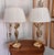 Vintage Tall Heavy Brass Three Arm Bouillotte Lamps With Creamy Off White Pleated Shades - a Pair For Sale - Image 6 of 10