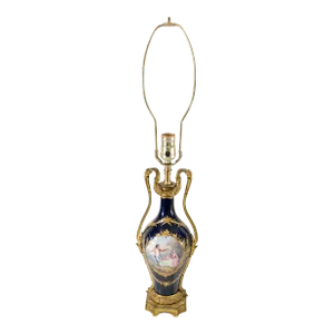19th Century French Sevres Porcelain Table Lamp Vase With Bronze Mounts