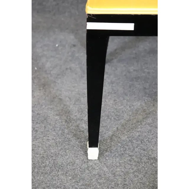 This is a beautiful set of chairs done in the Art Deco style with faux paint decorated ivory inlay. The inlay looks...