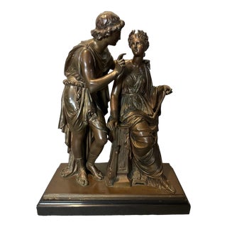 Antique Victorian Bronze Figural Grouping of Couple Signed MacLean For Sale