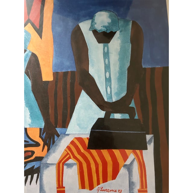 2000 - 2009 Jacob Lawrence Framed Exhibition Poster "Ironers" – Custom Pop-Art Orange Gallery Frame For Sale - Image 5 of 7