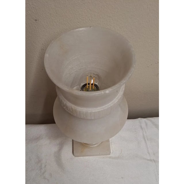 Vintage Table Lamp with Alabaster Body in the Shape of Cup, 1970s For Sale - Image 6 of 7
