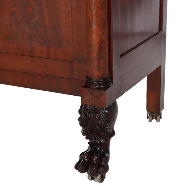 American Antique American Empire Classical Flame Mahogany Sideboard, Bronze Pulls, C1840 For Sale - Image 3 of 18