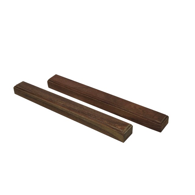 Chinese Chinese Pair Natural Wood Grain Patina Rectangular Paperweights For Sale - Image 3 of 7