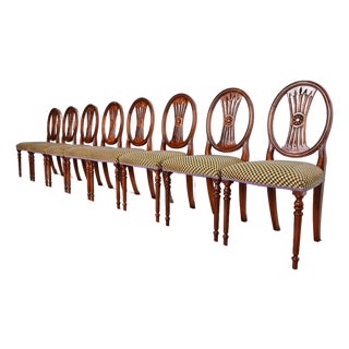 French Regency Louis XVI Carved Mahogany Dining Chairs by Bevan Funnell, Set of Eight For Sale