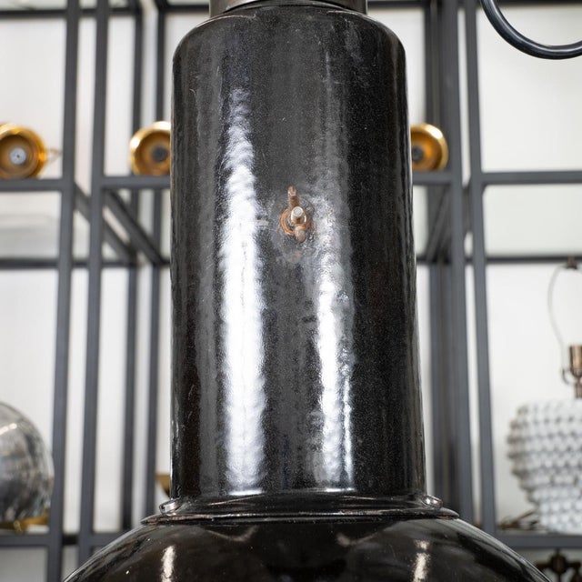 Industrial Style Enameled Pendant Fixture For Sale - Image 9 of 12