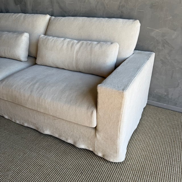100% Hemp Slip Covered Sofa With Down Cushions For Sale In Los Angeles - Image 6 of 13
