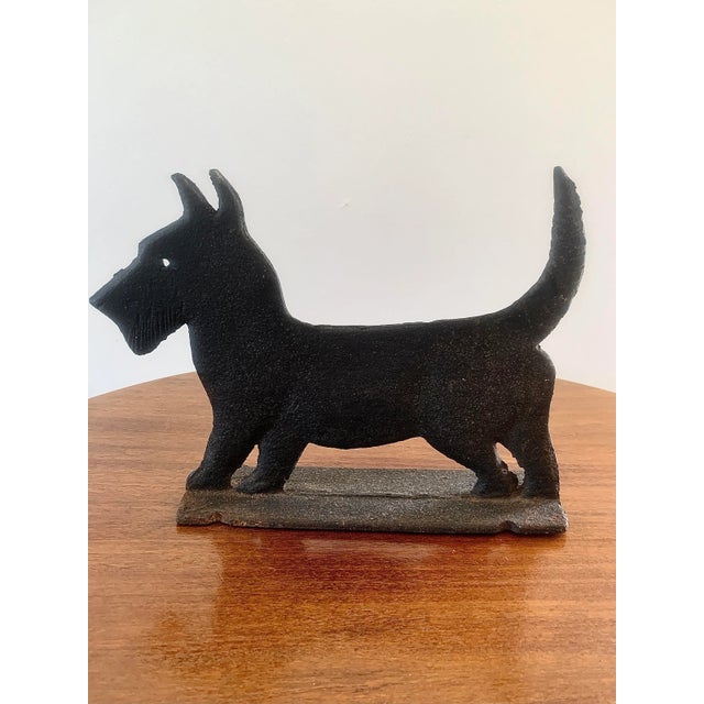 Farmhouse Antique Cast Iron Scottish Terrier Door Stop Boot Scrape, Circa 1920s For Sale - Image 3 of 8