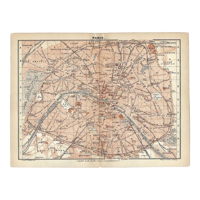 Antique Map of Paris For Sale