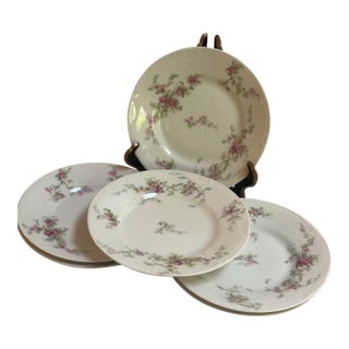 Antique Haviland Limoges France Six(6) 6.6"d Dessert Plates Schleiger-151-1 Pink Floral Pattern For Sale