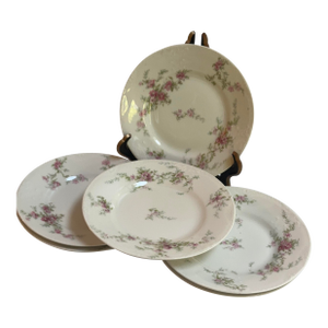 Antique Haviland Limoges France Six(6) 6.6"d Dessert Plates Schleiger-151-1 Pink Floral Pattern