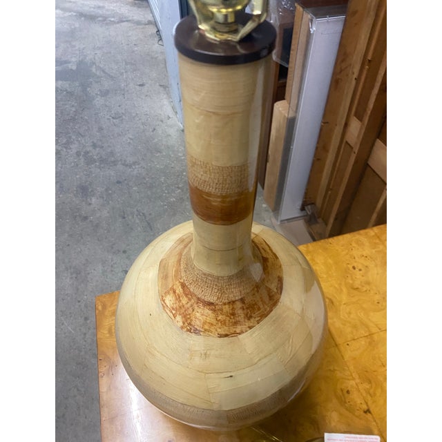 1980s 1980s Large Palm Frond Veneered Lamp For Sale - Image 5 of 12