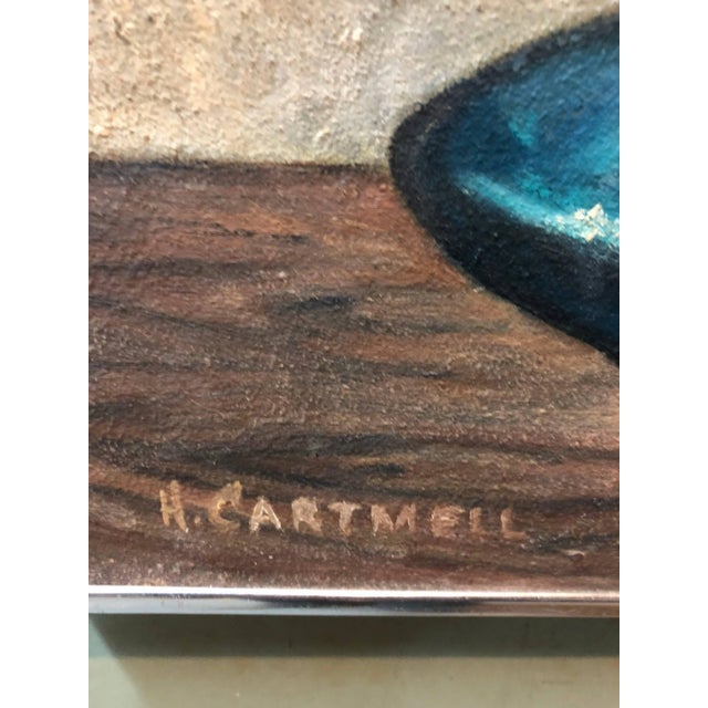 Helen Cartmell, Modernist Floral Arrangement in a Mod Vase 1957 Oil Painting 1957 For Sale - Image 4 of 5