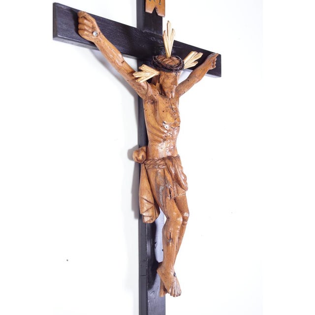Late 19th Century Linden Wood Carved Crucifix, Bohemia, 1800s For Sale - Image 10 of 15