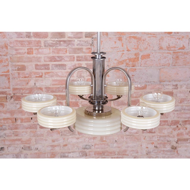 This imposing large salon chandelier is a premier example of Czechoslovak design from the 1920s. Its form sits at the...