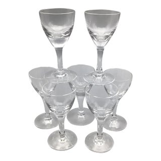 Vintage Crystal Hand Blown Aperitif Glasses-Set of 7 For Sale