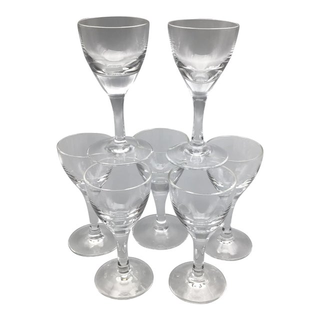 Vintage Crystal Hand Blown Aperitif Glasses-Set of 7 For Sale