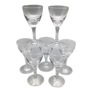 Vintage Crystal Hand Blown Aperitif Glasses-Set of 7