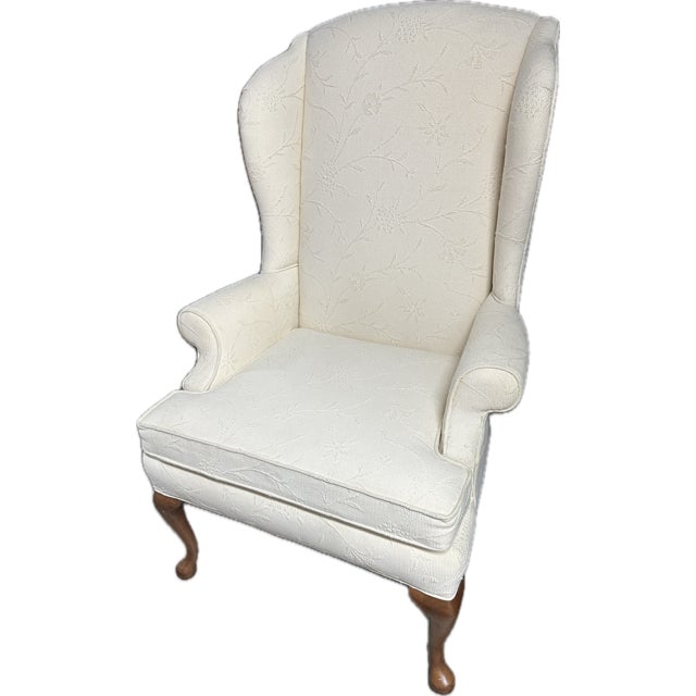 Mid 20th Century White Wingback Chair Chairish