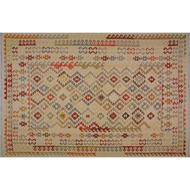 2000 - 2009 Afghan Hand Made Wool Maimana Kilim,6'5"x9'9" For Sale - Image 5 of 5