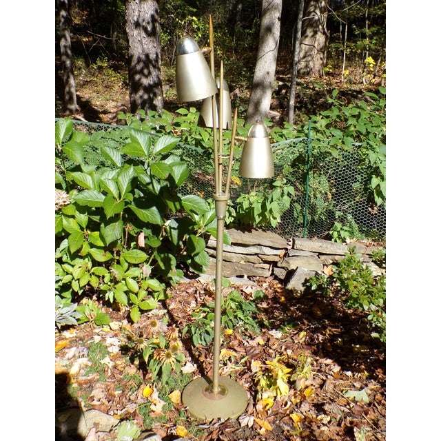 Mid-Century Modern Vintage Mid Century Modern Avocado Cone Bullet Light Metal Floor Lamp Industrial For Sale - Image 3 of 12