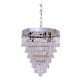 Vintage Mid 20th Century Italian Silver Upside Down Layered Cake Chandelier For Sale