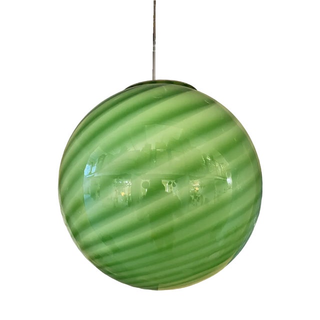Transparent White and Green Pendant in Murano Glass from Simoeng For Sale