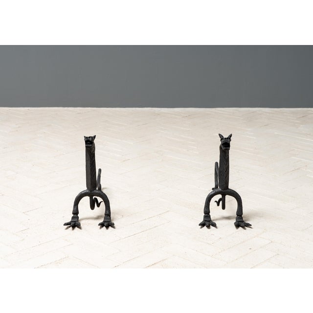 Arts & Crafts 1920s Pair of Samuel Yellin Style Andirons For Sale - Image 3 of 7