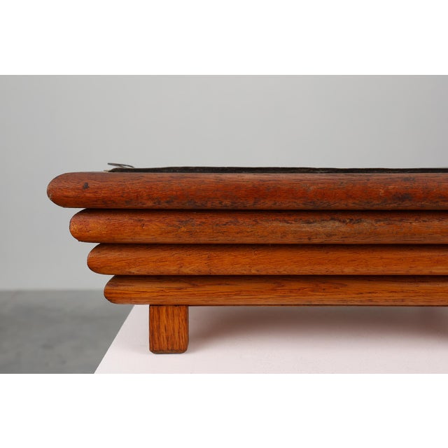 France / 1920 / Planter / wood, metal / Art Deco / Mid-century Wooden Planter with metal interior in Art Deco Style,...