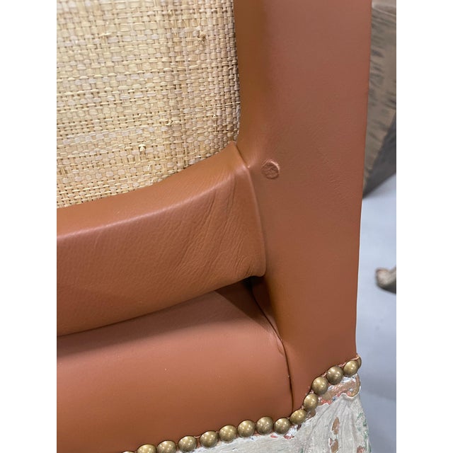 19th Century Pair of Louis XV Bergere Chairs Upholstered in Beige Leather For Sale - Image 9 of 18