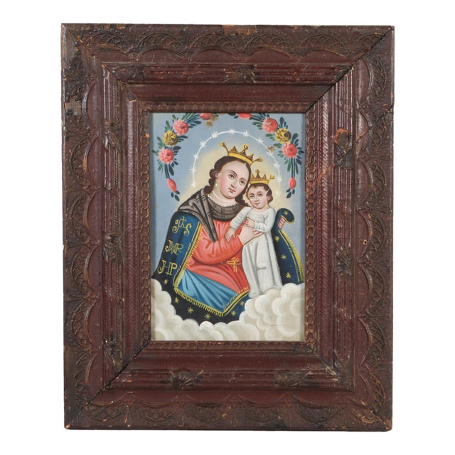 Concepcion Avila, Our Lady of Refuge for Sinners, Oil on Tin, 19th Century For Sale