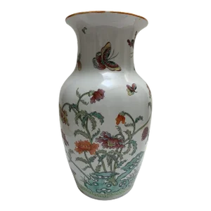 Vintage Ceramic Asian Butterfly Vase