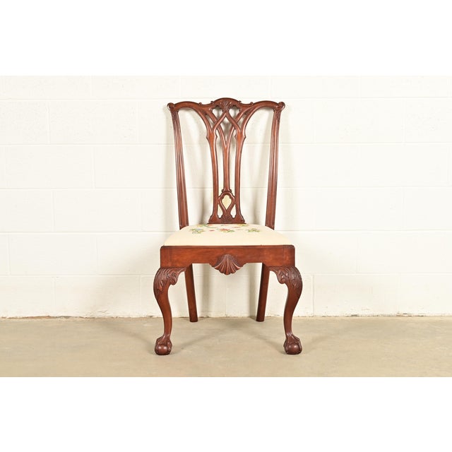 Baker Furniture Style Chippendale Carved Mahogany Side Chair or Dining Chair For Sale - Image 13 of 13