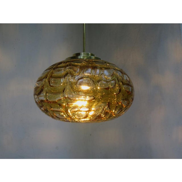 1970s Ceiling Light Ellipse in Amber Colors-Colorless Glass & Brass from Doria Leuchten, 1970s For Sale - Image 5 of 18
