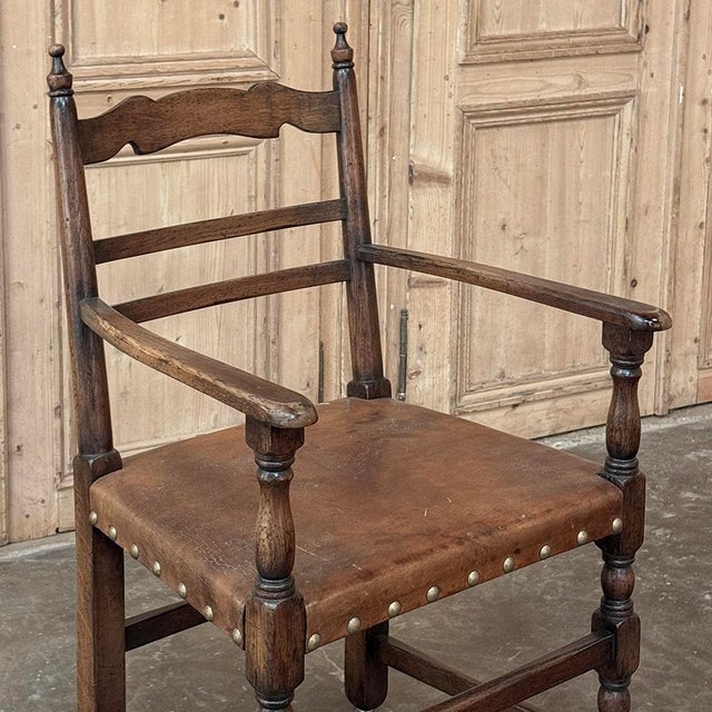 Wood Set of Ten Country French Oak Dining Chairs in the Louis XIII Style, Includes 2 Armchairs For Sale - Image 7 of 13