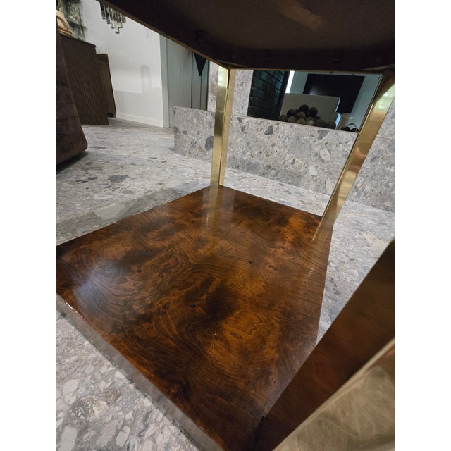 Burl and Golden Brass Tiered Side Table by Century Furniture For Sale - Image 9 of 14