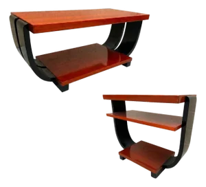 1930s 2-Tone Geometric Art Deco Side & Coffee Table Attributed to Gilbert Rohde for Brown Saltman
