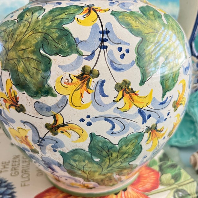 Italian Hand Painted Ceramic Amphora Jug With Spout For Sale - Image 9 of 12