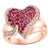 2 Carat Ruby and 0.75 Carat Diamond 18 Karat Rose Gold Heart Shape Ring For Sale