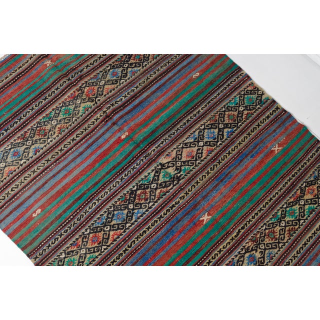 Textile 1950s Multicolored Geometric Flatweave Kilim For Sale - Image 7 of 10