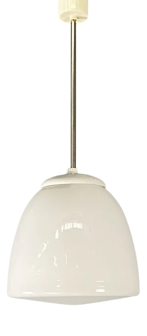 Mid-Century Modern Italian Hanging Light in White Opaline Glass, 1970s