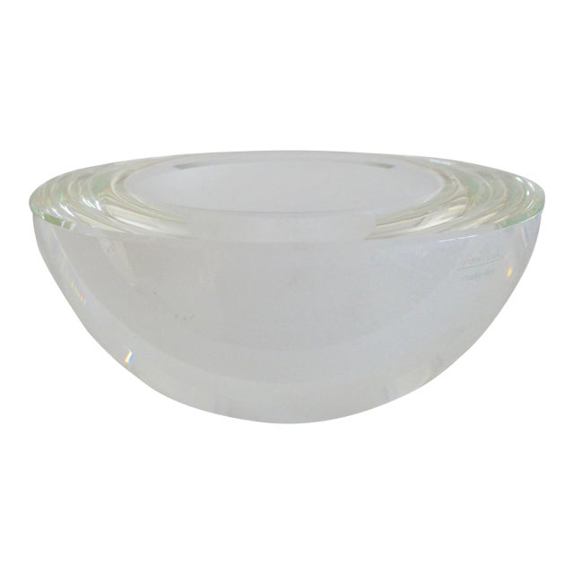 Rosenthal "Studio Line" -Large Clear & White Opalescent T, Thikck Crystal Geode Bowl For Sale