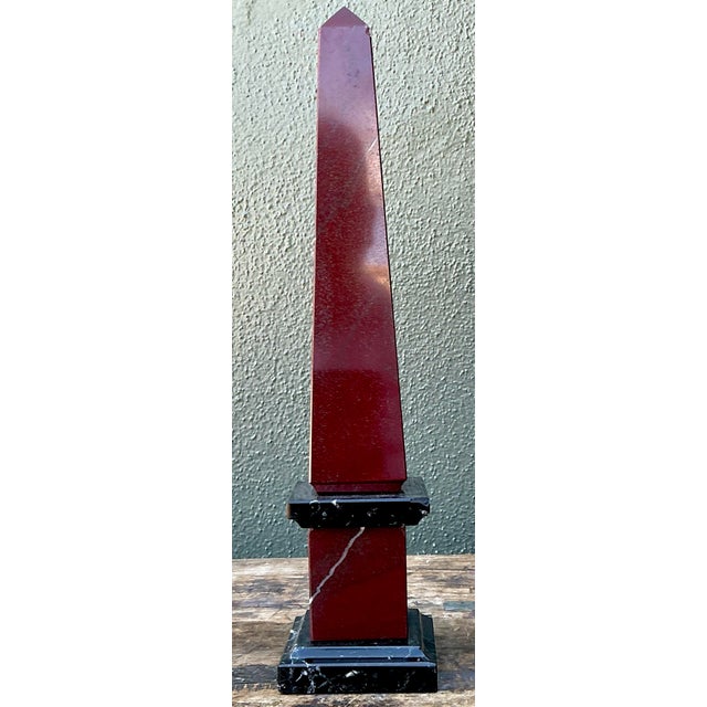 Brick Red Vintage Neoclassical Stone Obelisk For Sale - Image 8 of 12