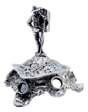 Silver Toothpick and Cigars Holder with Reliefs and Applications