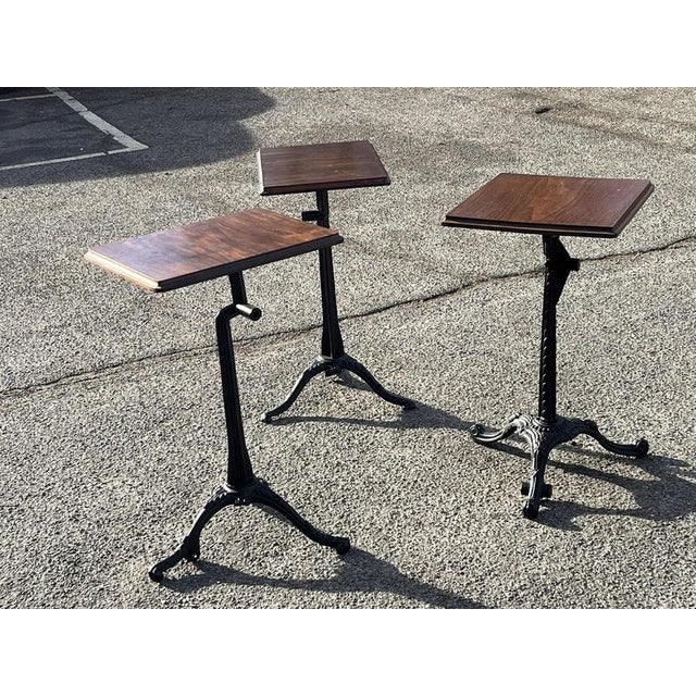 Industrial Factory Edwardian Metal Cast Iron & Wood Machinists Tables, Set of 3 For Sale - Image 13 of 18