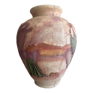 1980s Large 17" John Davis Studio Art Pottery Vase For Sale
