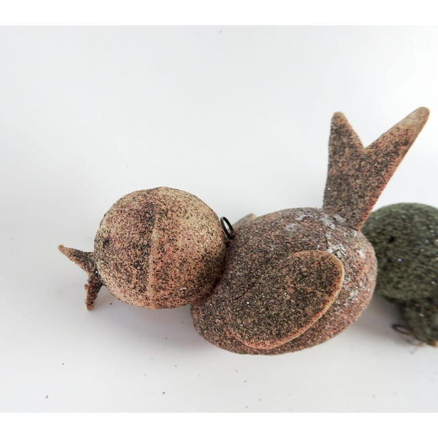 Vintage Green & Pink Silver Glitter Paper Mache Bird Christmas