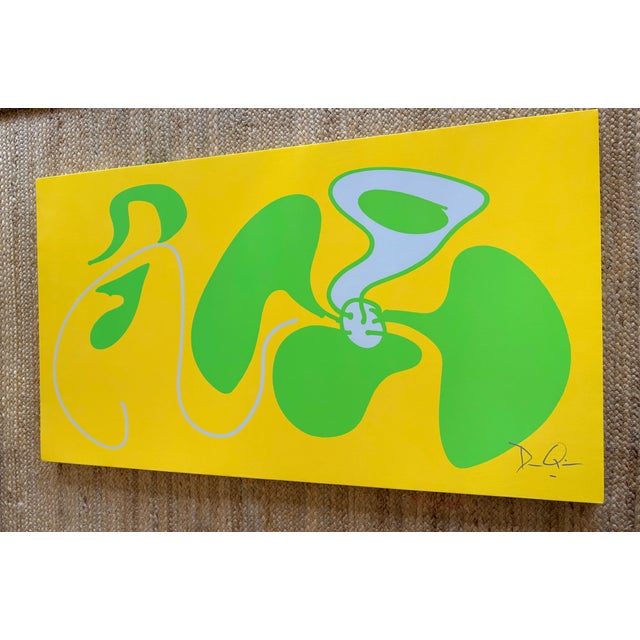Beautiful Bright Yellow and Lime Green Abstract Giclée Item measures 53" x 29.5"x 1.5"