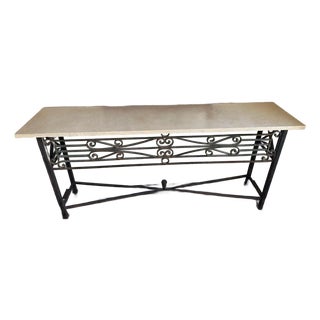 Late 19th Century Limestone Antique Iron Console For Sale